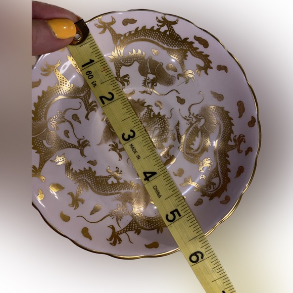 Vintage Bone china English Tea Cup Gold Dragons Pale Pink Tuscan - Picture 7 of 11